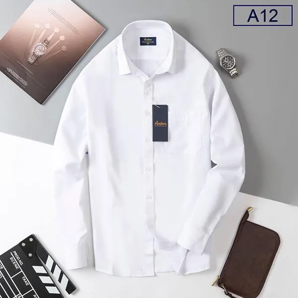 Hàng Việt Nam] Áo Sơ Mi Nam Công Sở Trung Niên Thương Hiệu Anton Dài Tay  Vải Cotton Trắng Trơn Có Túi Ngực -A12 | Lazada.Vn