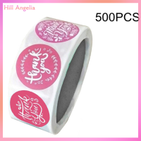 [Hill Angelia] สติกเกอร์ขอบคุณทรงกลม500ชิ้นสติกเกอร์แพคเกจซิลิโคนกับเคสฉลากลายตราประทับ