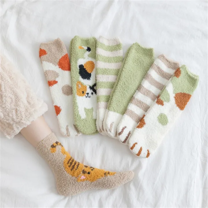 cartoon-animal-socks-cozy-winter-stockings-thick-warm-mid-thigh-socks-cute-cat-paws-floor-socks-kawaii-cat-claws-socks