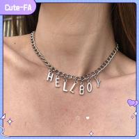 CUTE-FA ผู้หญิงฮิปฮอปตัวอักษรสร้อยคอพร้อมจี้ห่วงโซ่ "Hellboy" Choker