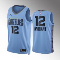 Hot Pressing Authentic Custom Jersey 2022-23 Mens Memphis Grizzlies Ja Morant Blue Swingman Jersey-รุ่นคำสั่ง