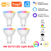 E Life Smart Store 4ชิ้น Tuya Gu10อัจฉริยะ Wifi หลอดไฟไฟ LED สปอตไลท์4W RGB + CT 100-240V โคมไฟ3000-6000K หลอดไฟอัจฉริยะแอปรีโมทคอนโทรลจับเวลา/กำหนดเวลาไฟกลางคืนแอปชีวิตอัจฉริยะควบคุมด้วยเสียงอเล็กซา