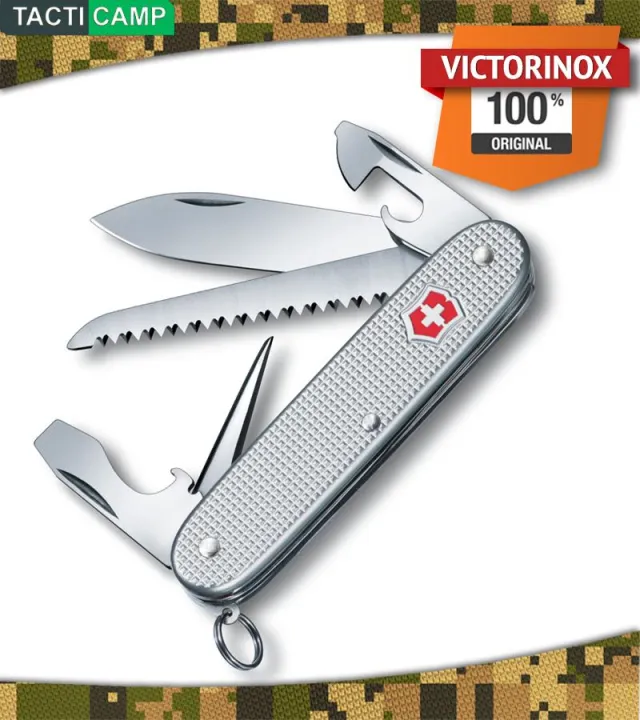 Victorinox Swiss Army Pocket Knife Farmer Silver Alox | Lazada.co.th