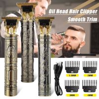 ZZOOI USB T9 Vintage Carving Professional Hair Trimmer Beard For Man Electric Cordless Hair Cutting Machine Barber Clipper Lighter