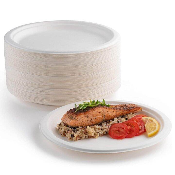 hot-w-50-100แผ่นทิ้ง-paprd-และช้อน100ย่อยสลายได้-heavy-duty-tableware-ย่อยสลายได้ธรรมชาติ-sugarcane-กระเป๋าเช่นไฟเบอร์