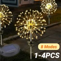 ❈ 120LED Solar Fireworks Lamp Outdoor Grass Globe Dandelion Flash String Fairy Lights Garden Lawn Holiday Light Christmas Decor