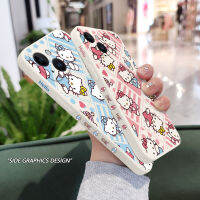 เคสรักแมว IPhone 15 14 13 12 11 Plus Pro Max Mini ซิลิโคนเหลวรูปแบบด้านข้าง