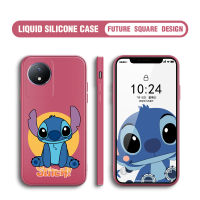 GGK เคสสำหรับ Vivo Y02 Y02A Y02T การ์ตูนสติทช์เคสโทรศัพท์สี่เหลี่ยมแบบดั้งเดิมปลอกซิลิโคนของเหลวคลุมทั้งหมดเคสป้องกันทนแรงกระแทกกล้อง