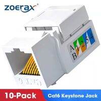 ZoeRax 10Pcs Cat6 RJ45แจ็ค Keystone Punch Down เครือข่าย Ethernet อะแดปเตอร์ผนังสีขาว Ethernet โมดูล Coupler