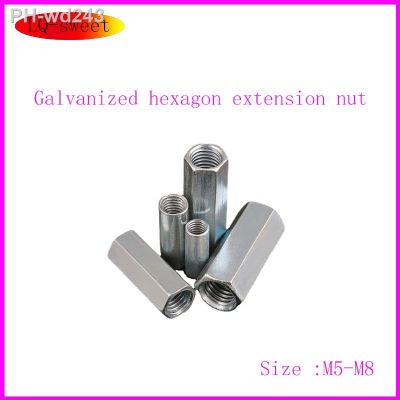 Galvanized Rod Coupling Hex Nut steel Galvanized Long Hex Nut Connection Thread Nut M5-M8