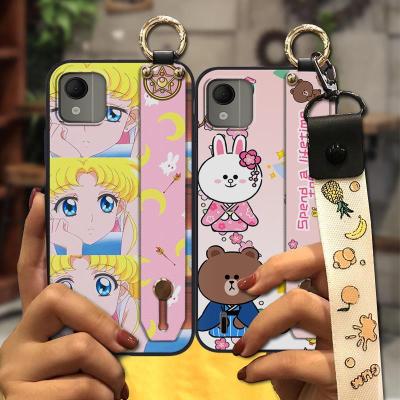 Durable Wrist Strap Phone Case For Nokia C110 4G Anti-knock protective Kickstand Silicone ring Lanyard Anti-dust Cute