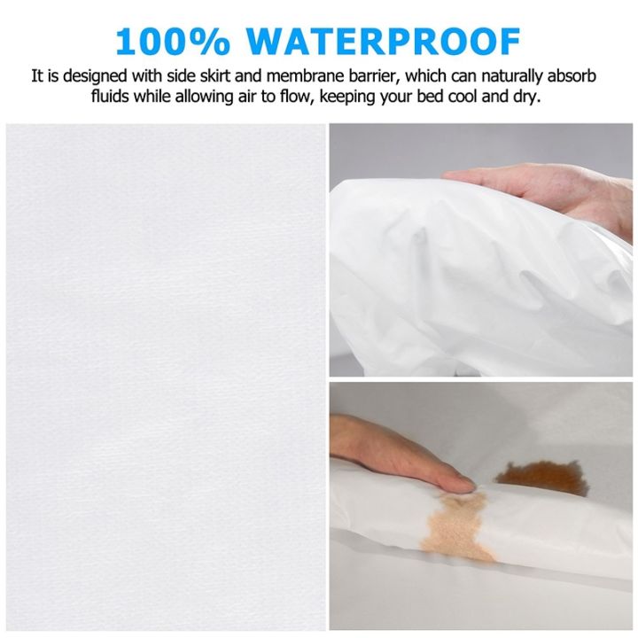 smooth-waterproof-mattress-protector-cover-for-bed-solid-white-wetting-breathable-hypoallergenic-protection-pad-cover-customized