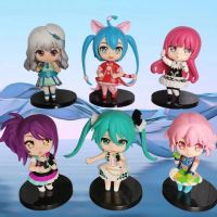 6ชิ้น/เซ็ต10ซม. 2023ใหม่อะนิเมะ Hatsune Miku รุ่น Q หุ่นพีวีซีน่ารักคุณภาพสูงโมเดลของเล่นตุ๊กตาประดับของขวัญ