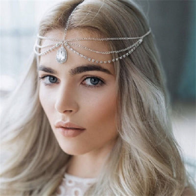 Crystal National Style Head Accessories Bride Water Drop Hair Head Chain European American Bohemian