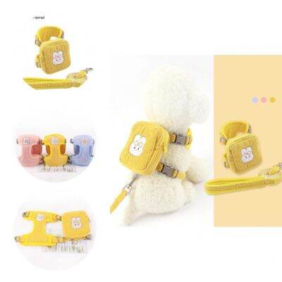 （PAPI PET）1เซ็ตสุนัข B Agpack จูงที่ดีเยี่ยมสวมใส่ทนสัตว์เลี้ยงกระเป๋าเป้สะพายหลังเทียมสบายตาข่ายออกแบบสายรัดจูงชุด