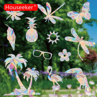 Houseeker สติ๊กเกอร์ติดผนังปริซึมสีรุ้งหน้าต่างกระจกสติ๊กเกอร์ติดกระจกสติ๊กเกอร์ภาพติดหน้าต่างพีวีซีสำหรับการตกแต่งบ้านเครื่องทำสายรุ้งแสงแดด