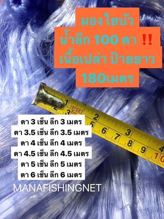 เนื้อตาข่าย-ตาข่ายดักปลา-มองดักปลา-ใยบัว-รุ่นน้ำลึกสุด-100-ตา