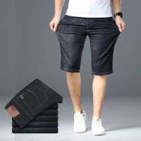 CODpz119nb jeans lelaki straight cut jeans jeans men Big Size 40 42 44 46 Men Denim Shorts Summer New Fashion Business Elastic Slim Short for Jeans Male Brand Clothes