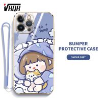 VRQR เคส สำหรับ iPhone 11 Pro Max 12 Pro Max 13 Pro Max 14 Pro Max 12 13 Mini 14 Plus Ins คุณภาพสูงแฟชันเรียบง่ายเคสโทรศัพท์น่ารักลายการ์ตูนเคสป้องกันซิลิโคน