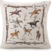 Throw Pillow Covers Couch Equestrian Sport Decorative Square Bed Sofa Pillows Case Hunt Horse Rider England Traditional Leather