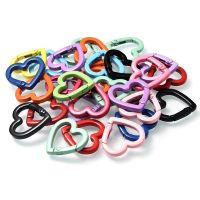 21 25mm 10Pcs Metal Heart Shape Ring Spring Clasps Openable Carabiner For Keychain Bag Clips Hook Dog Chain Buckles Connector