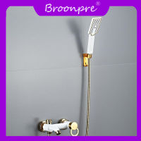 Broonpre ฝักบัวอาบน้ำทองเหลืองสีดำอ่างอาบน้ำฝักบัวอาบน้ำก๊อกน้ำตั้งค่าหัวสเปรย์แปลงมือผนังผนังห้องน้ำฝักบัวผสมก๊อกน้ำ