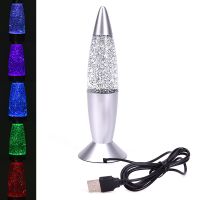 ▦ 3D Rocket Multi Color Changing Lava Lamp RGB LED Glitter Party Mood Night Light Christmas Gift Bedside Night lamp