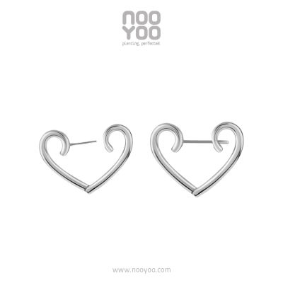 NooYoo ต่างหูสำหรับผิวแพ้ง่าย Heart Shaped Clicker Hoops