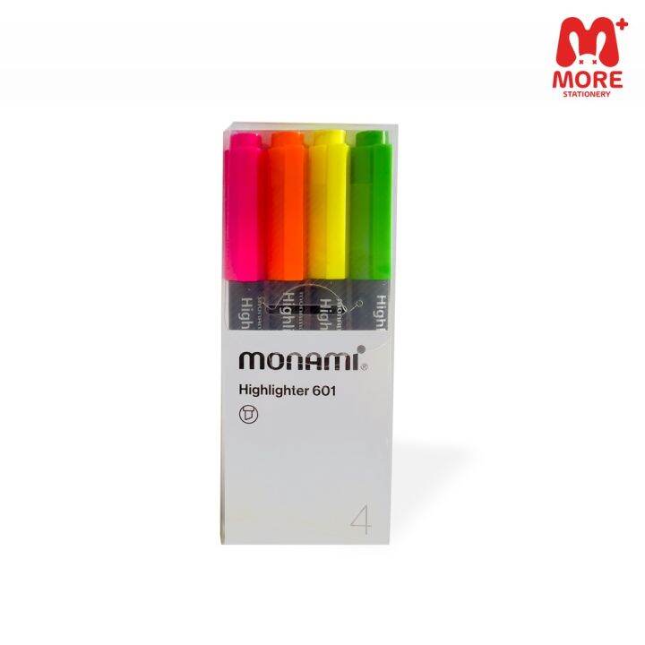 monami-โมนามิ-ปากกาเน้นข้อความ-highlighter-รุ่น-601-แพ็ค-4-6-สี