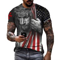 2023 Vintage Jesus Christ T-shirt For Men Streetwear Tees God Religion Print Mens Fashion Short Sleeve Jesus Oversized T Shirts