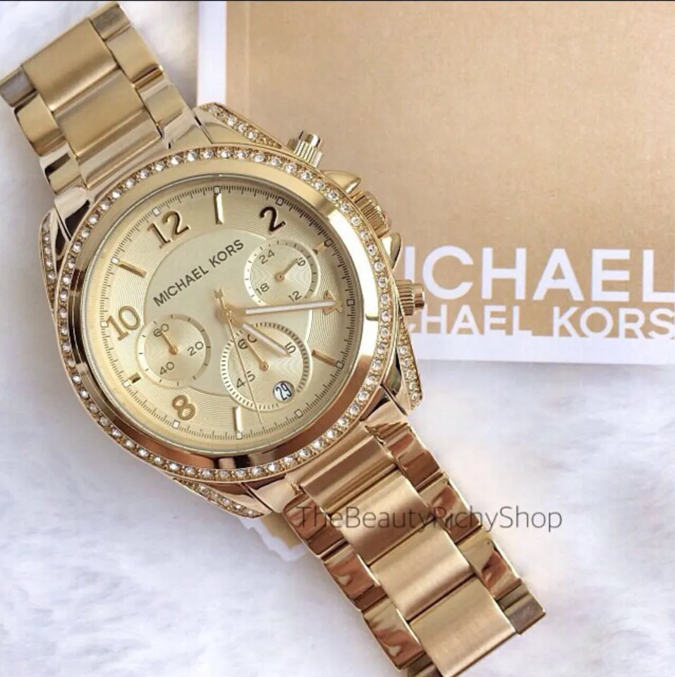 Michael Kors MK5166 Ladies Blair Gold Chronograph Watch Deal - Wowcher
