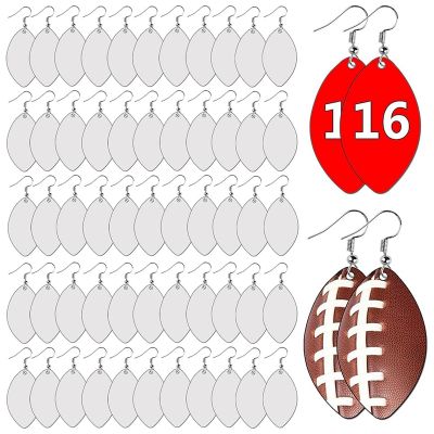 48 PCS Sublimation Earring Blanks Bulk MDF for Sublimation Football Earrings Double-Sided with Earring Hooks (Football)