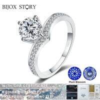 BIJOX STORY – bague en argent Sterling 100 pour femme bijou fin 1 Carat amour Sakura fleur de prunier Moissanite multi-coupes 925