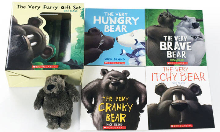 the-very-crazy-bear-itchy-bear-hungary-bear-brave-bear-gift-box-contains-4-volumes-1cd-theme-plush-doll-english-original-very-bear-series-emotional-picture-book