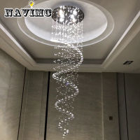 Modern K9 Large LED Spiral Living Room Crystal Chandeliers Lighting Fixture for Staircase Stair Lamp Showcase Bedroom Ho Hall