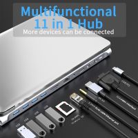 USB Hub USB To Type C Adapter 11 in 1 USB C to HDMI Compatible Ethernet Port With TF SD Reader Slot VGA For Macbook Pro Air Hub