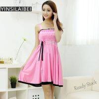 【Ready Stock】 ☂✇✘ C15 Summer Ice Silk Satin Nightie Womens Sleeveless Nightwear Las Sexy Sleepwear Home Clothing