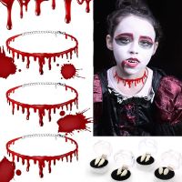 【YP】 1PC Fear Blood Drop Necklace Teeth Drip Chokers Horror Props Decorations