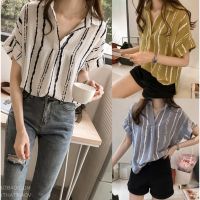 ﹊▥ ?พร้อมส่ง 24 ชม? ไซส์ M-4XL เสื้อเชิ้ตแขนสั้น ทรงหลวมไซส์ใหญ่ Women Classic Blouse Top Shirt