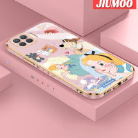 JIUMOO เคส4F สำหรับ OPPO A93 2020 F17 Pro Reno 4 Lite Reno ลายสโนว์ไวท์กรอบสี่เหลี่ยมใหม่เคสชุบพื้นผิวแบบซิลิกาเจลกันกระแทกเคสมือถือฝาครอบป้องกันเลนส์กล้องถ่ายรูปรวมทุกอย่าง