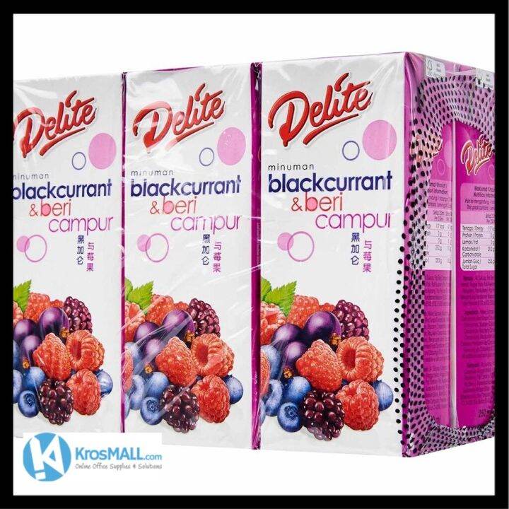 Delite Blackcurrant & Mixed Berries Drink Less Sugar 24 x 250ml Lazada