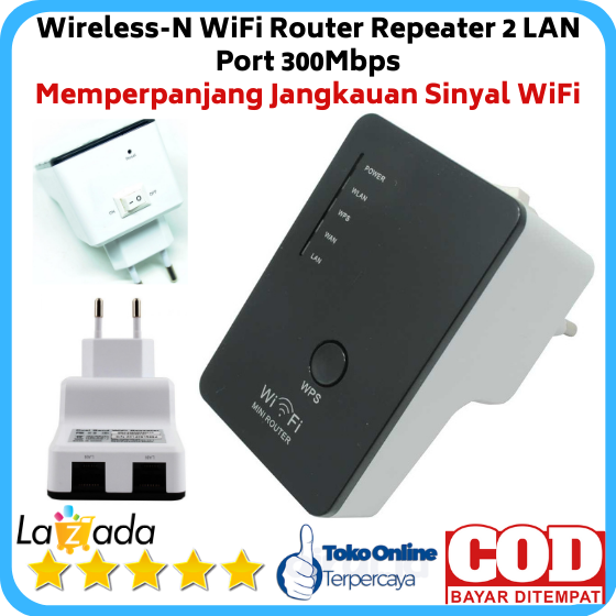 WIRELESSN WIFI ROUTER REPEATER 2 LAN PORT 300MBPS / ALAT PERLUAS