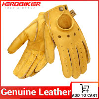 HEROBIKER Motorcycle Gloves Goatskin Leather Moto Gloves Summer Breathable Motorbike Riding Full Half Finger Gloves Guantes Moto