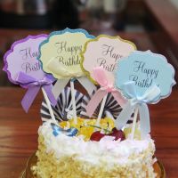 【CW】☑☃№  5pcs/lot Bow Happy Birthday Blank Wedding Flags Baking Baby shower