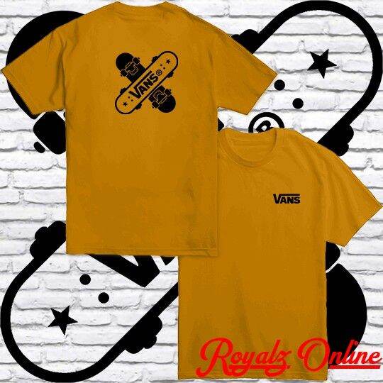 Vans Skateboard Deck Skater Shirt Front And Back Print (Unisex For Men