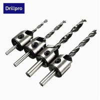 Drillpro 4ชิ้น Hss 5ขลุ่ยชุดบิตเจาะซิงค์เคาน์เตอร์ความเร็วสูง3Mm-6Mm เครื่องคว้านรูเครื่องมือไฟฟ้าไม้