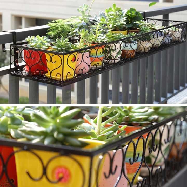 yf-single-layer-flower-pot-rack-with-hook-hollow-out-reinforced-standing-type-planter-container-gardening-tool