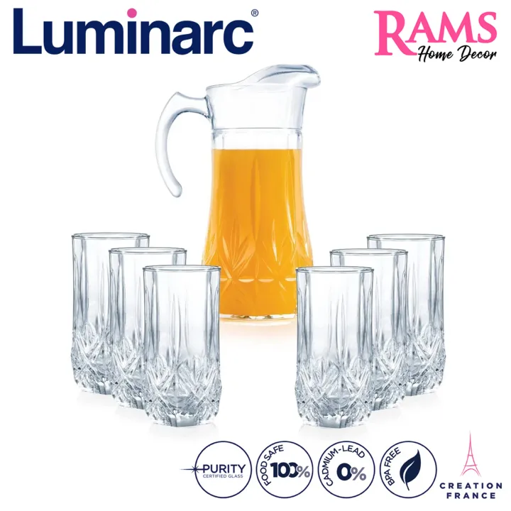 Luminarc 7 Pcs Brighton Water Drink Set / Drinkware / Jug and Glasses