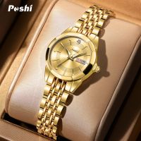 ♠▣ POSHI Original Waterproof Women Quartz Watch Stainless Steel Watch with Date Week New Fashion Casual Ladies Wristwatches