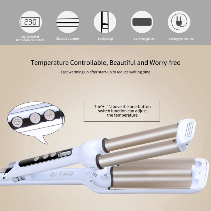 curly-hair-artifact-three-tube-curling-iron-wave-roll-hair-curler-with-lcd-display-ceramic-triple-barrel-hair-tools